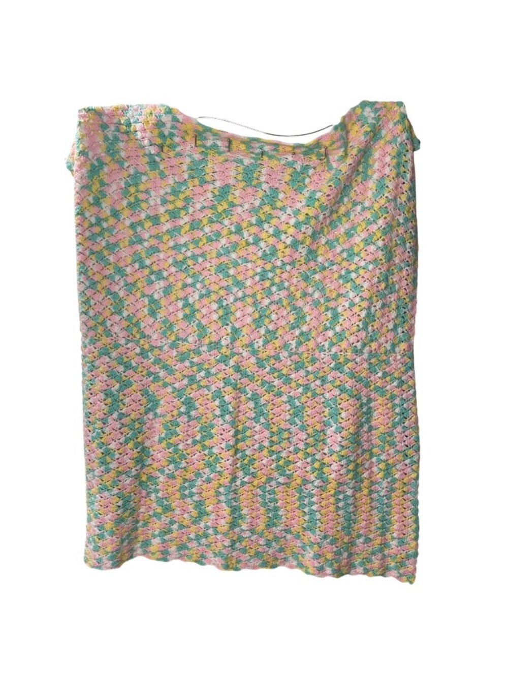 Handmade Pastel Crochet Afghan Throw Blanket Baby Girl Nursery Approx: 48" X 57"